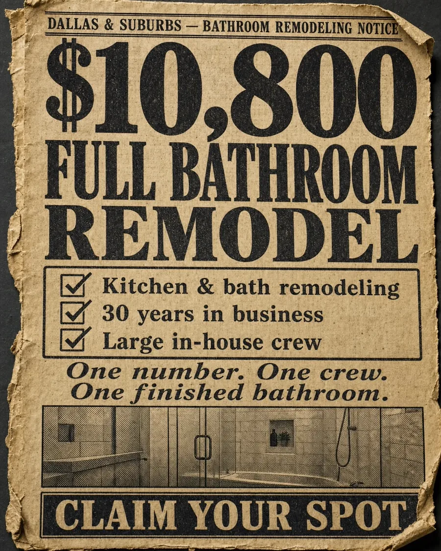 Dallas: $10,800 full bathroom remodel — the straight-talk notice