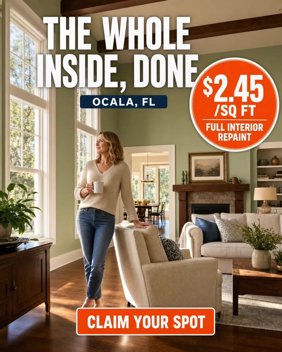 Homeowner standing in their own finished, freshly painted room — $2.45/sq ft
