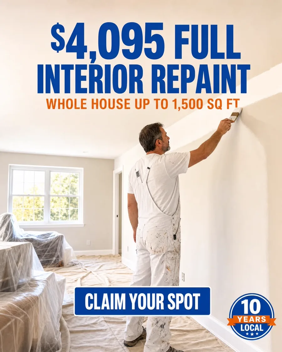 $4,095 — your whole house repainted inside, up to 1,500 sq ft, Tyler and Lindale, Texas