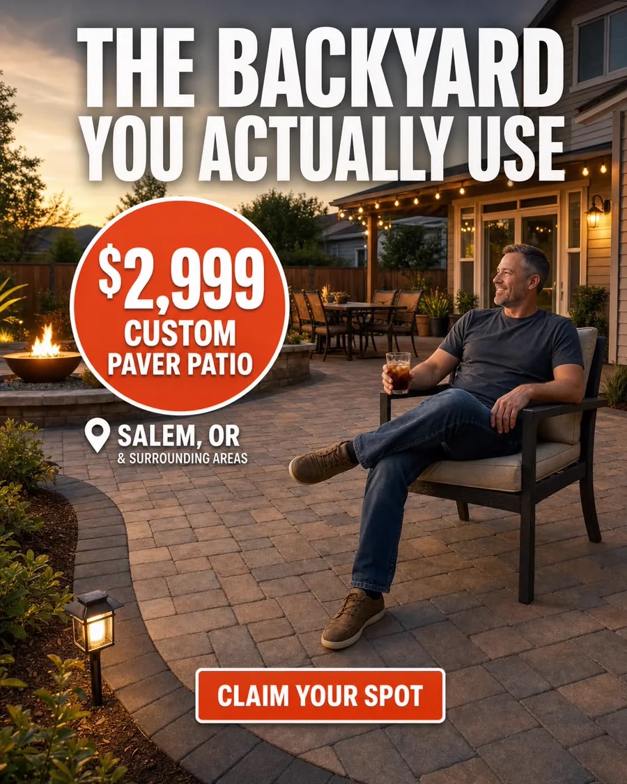 Family using a new custom paver patio — the backyard you actually use, $2,999